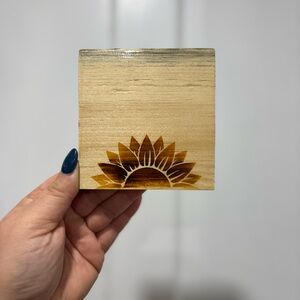 sunflower wooden coasters, farmhouse pack of 4